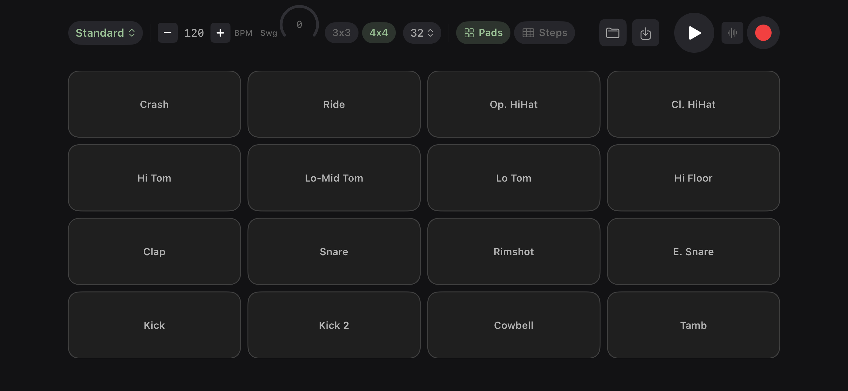 Drum pads in landscape mode