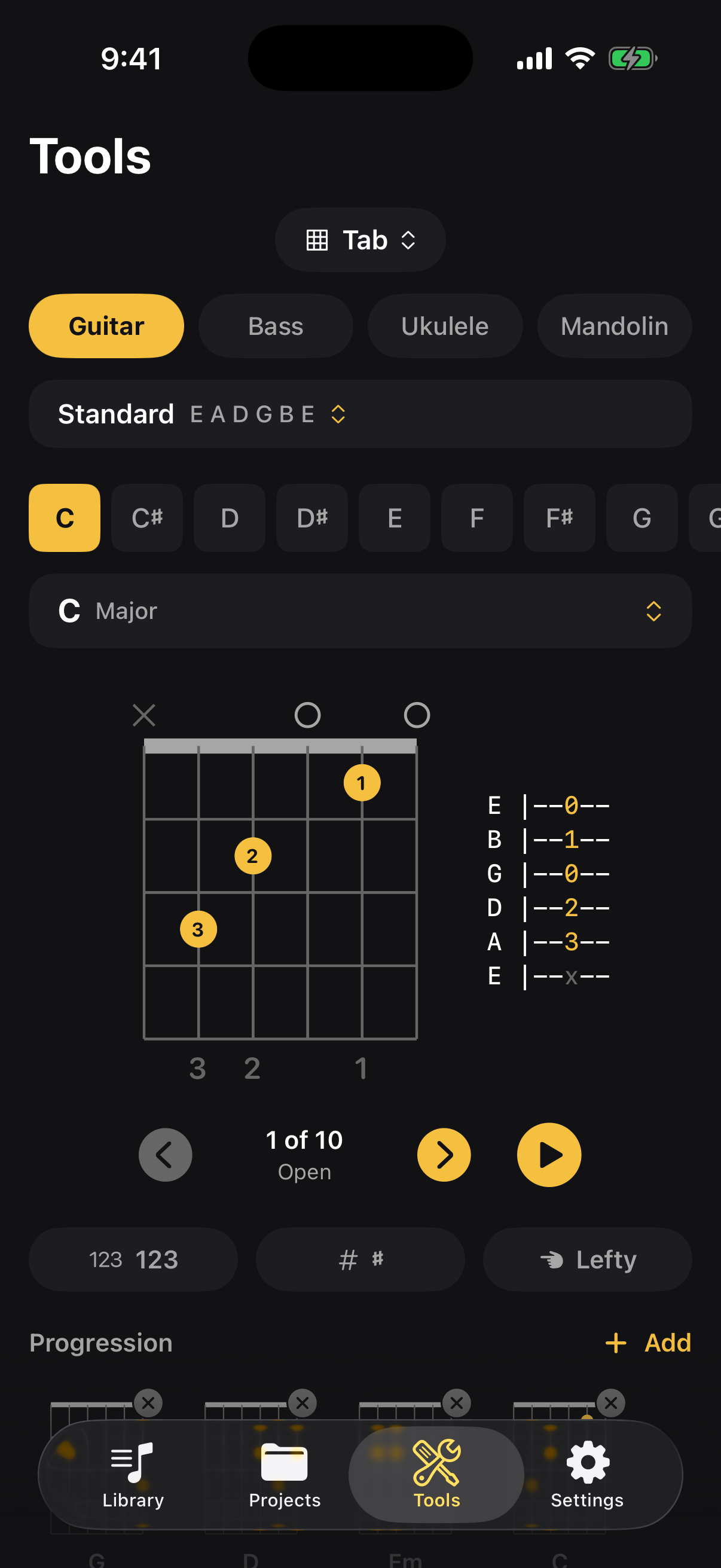 A pop progression in G with chord charts
